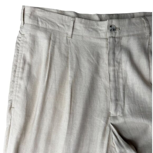 Alan Flusser Mens Linen Pants 34x32 Relaxed Fit Lightweight Pleated Front Preppy - Picture 1 of 6